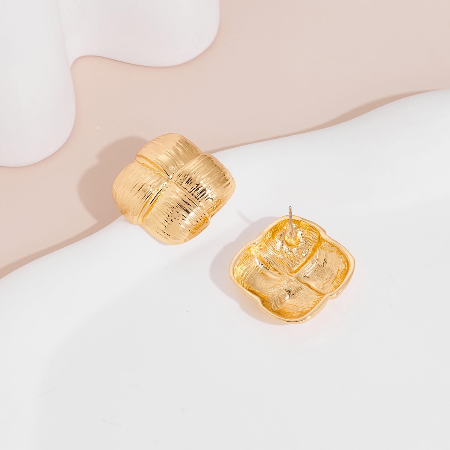 Gold Texured Stud Earrings - Twisted Studs for Women - Perfect Fashion Jewelry Gift - Image 6