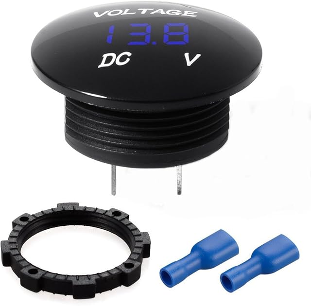 Sxstar Mini Waterproof Voltmeter with LED Digital Display, Voltage Meter DC 12V-24V Universal for Car/Motorcycle/Truck  Blue