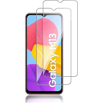 [Pack of 2] Protective Glass Compatible with Samsung Galaxy M13 Tempered Glass Screen Protector Laminated Glass Display Glass Real Hard Tempered Glass 9H Hardness Glass