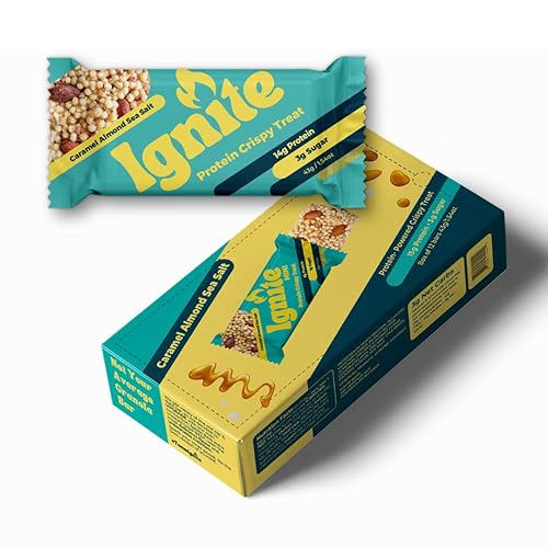 Ignite Bars Bocadillos altos en proteínas, aperitivos bajos en proteínas en azúcar, aperitivos saludables para adultos y niños, golosinas crujientes