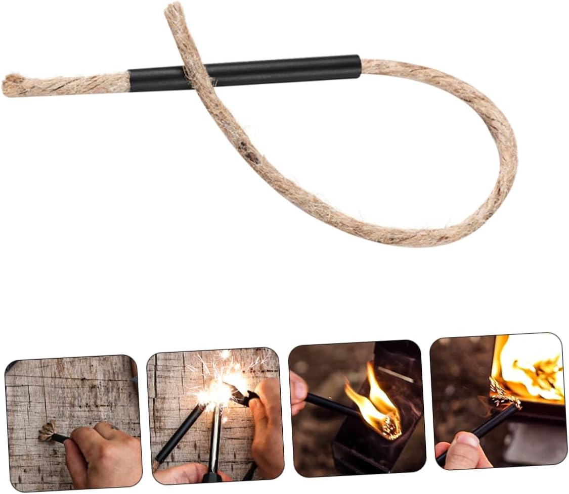 SUPVOX Outdoor Hemp Rope Wick Starter Camping Accessory Portable Campfire Stick Hemp Cord Wand for Grill