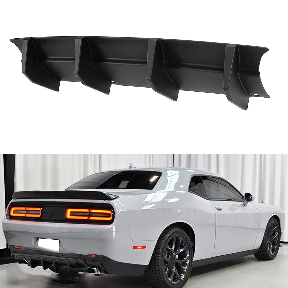 Car Rear Bumper Diffuser Lip For Dodge Challenger GT SXT Plus 2015-2023,Boot Exhaust Splitter Spoiler Plate,ABS/Gloss Black