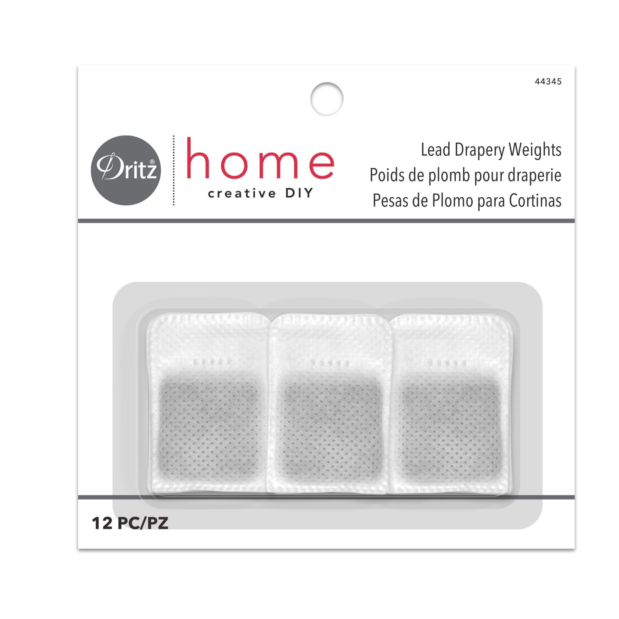 Dritz 44345 Drapery Lead Weights, 12-Pack, Acrylic, Multicolour, 14.98X7.87X1.27 cm