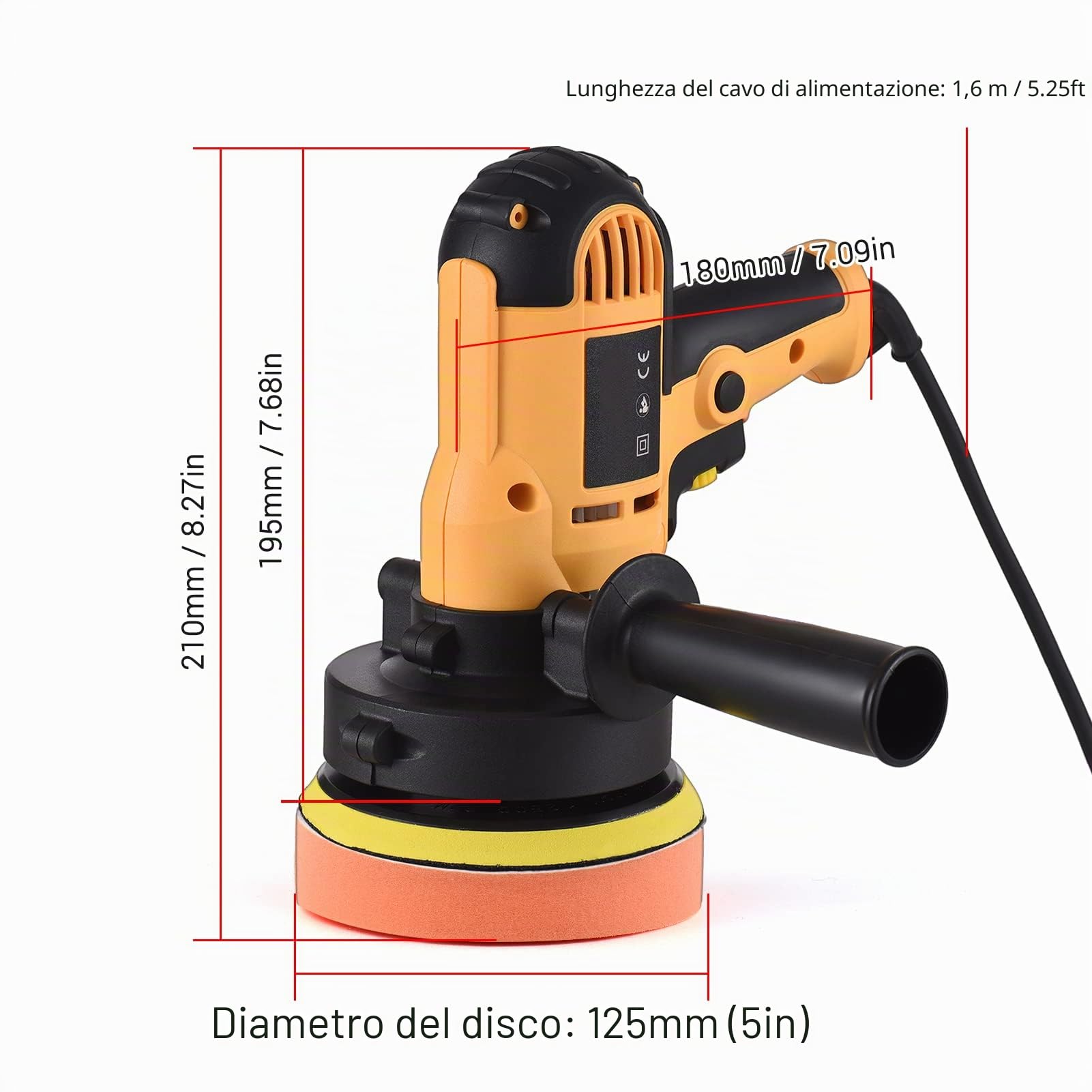 Weytoll Lucidatrice Auto, 700W 125mm Lucidatrice variabile per auto con buffer 600-3700 giri/min con impugnatura ausiliaria in spugna di lana per cofano