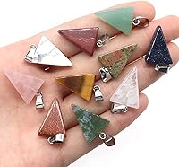 Vista 4 de LE SKY 20 colgantes de piedra natural en forma de triángulo, piedras de ágata de cristal curativo surtidos para hacer joyas, collares, aretes