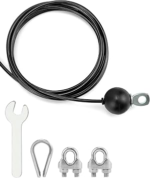 QWORK  3 Meters Fitness Steel Cable Pulley Cable with Gravity Ball, Cable Machine Attachment for Home Gym Weight Pulley System