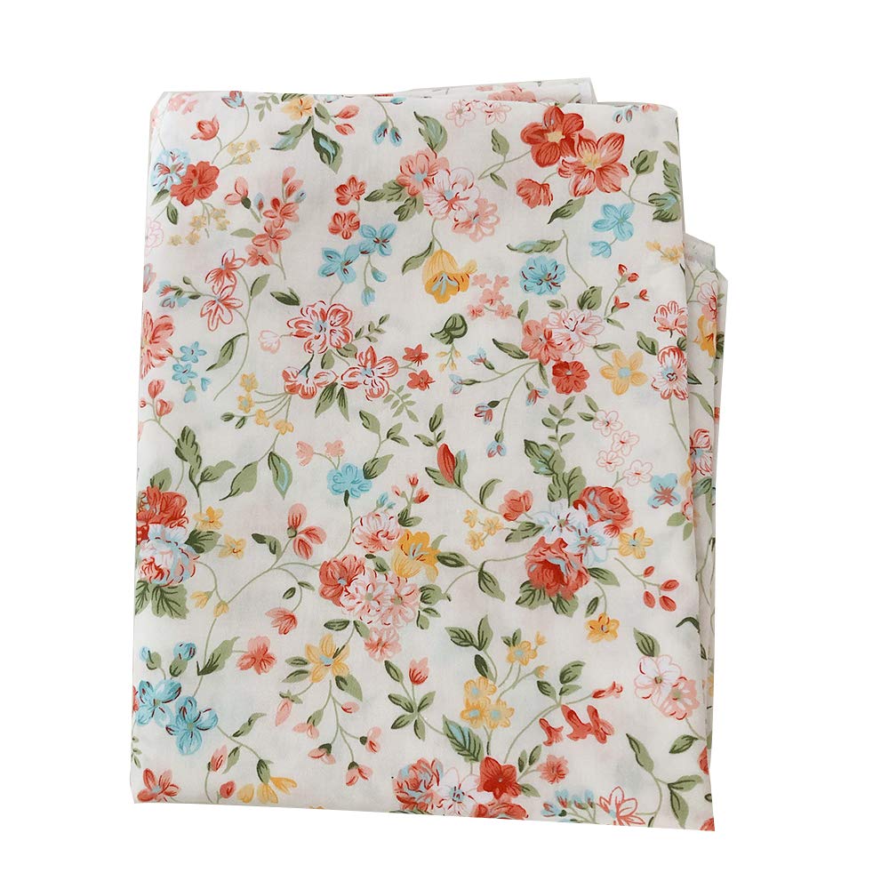 Cotton Fabric by The Yard for Sewing DIY Crafting Fashion Design Printed Floral Washable Cloth Bundles Voile;Full Width cuttable39 x 63inches (100x160cm) (Spring Orange Flowers)