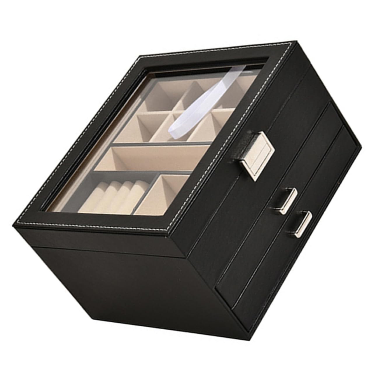 Boîte de rangement pour bijoux Veemoon en acrylique avec support bagues et pendentifs