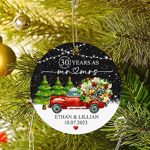 Bigtees BTG018AORN-DS13 30Th Wedding Anniversary Ornament, 30 Years As Mr & Mrs Anniversary Couple Gifts For Her, Couple, Him, Parents, 30 Year As Mr And Mrs Christmas Ornament 2024 thumb #3