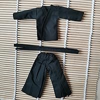 Vista 1 de 1/12 Samurai Kimono Ropa para 6" 6" 1:12 Figura de acción 1:12 Ropa de muñeca (parte superior negra y pantalones)