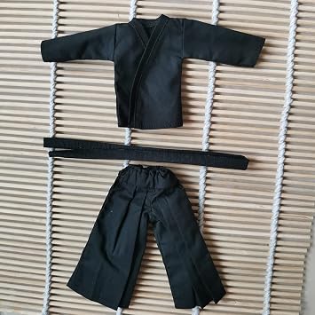 1/12 Samurai Kimono Clothes for 6" 6 inches 112 Action Figure Doll Clothes Black top&Trousers