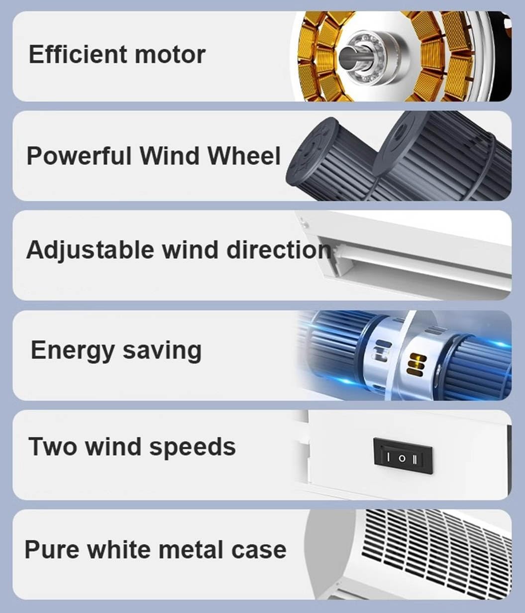 Remote Control Air Curtain Fan - Adjustable Wind Speed & Direction, Wall-Mounted Indoor/Outdoor Air Barrier for Energy Efficiency & Comfort,60cm
