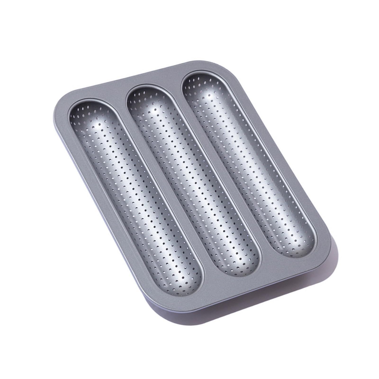 Kalttoy Multiple Cavity French Loafs Baking Tray Carbon Steel Materials Ventilated Base for Crispy Bread Even Heat Distribution Bread Pan