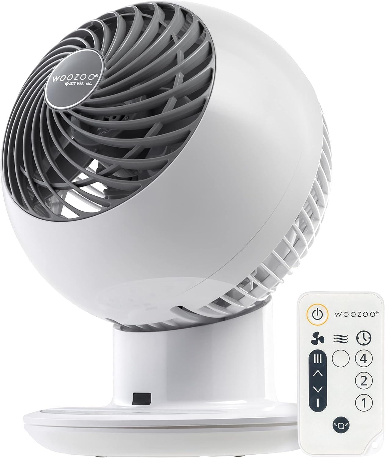 IRIS USA WOOZOO Air Circulator Fan with Remote, Oscillating, 5 Speeds, 82ft Max Air Distance, 90° Adjustable Tilt, 30db Quiet Motor, Small Fan for Bedroom, Office, Dorm, White
