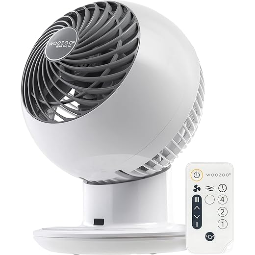 IRIS USA WOOZOO Air Circulator Fan with Remote, Oscillating, 5 Speeds, 82ft Max Air Distance, 90° Adjustable Tilt, 30db Quiet Motor, Small Fan for Bedroom, Office, Dorm, White