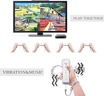 Kuyotine Wireless Controller for Wii, Wii U Wii Controllers, Video Game Gamepads, Replaceable Remote Game Controller with Silicone Case and Wrist Strap (White)