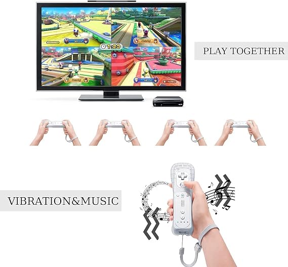 Kuyotine Wireless Controller for Wii, Wii U Wii Controllers, Video Game Gamepads, Replaceable Remote Game Controller with Silicone Case and Wrist Strap (White)