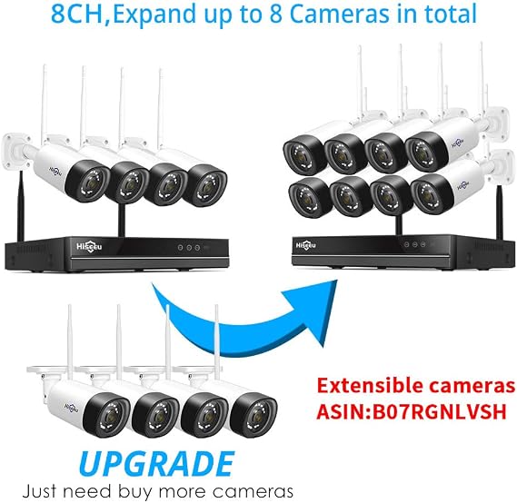 10CH 3MP/1080P/960P Network Video Recorder for Hiseeu Wireless Security Camera Systems, Without Hard Drive, Up to 6TB Internal Hard Drive, Work with Hiseeu 3MP/5MP Wireless Camera