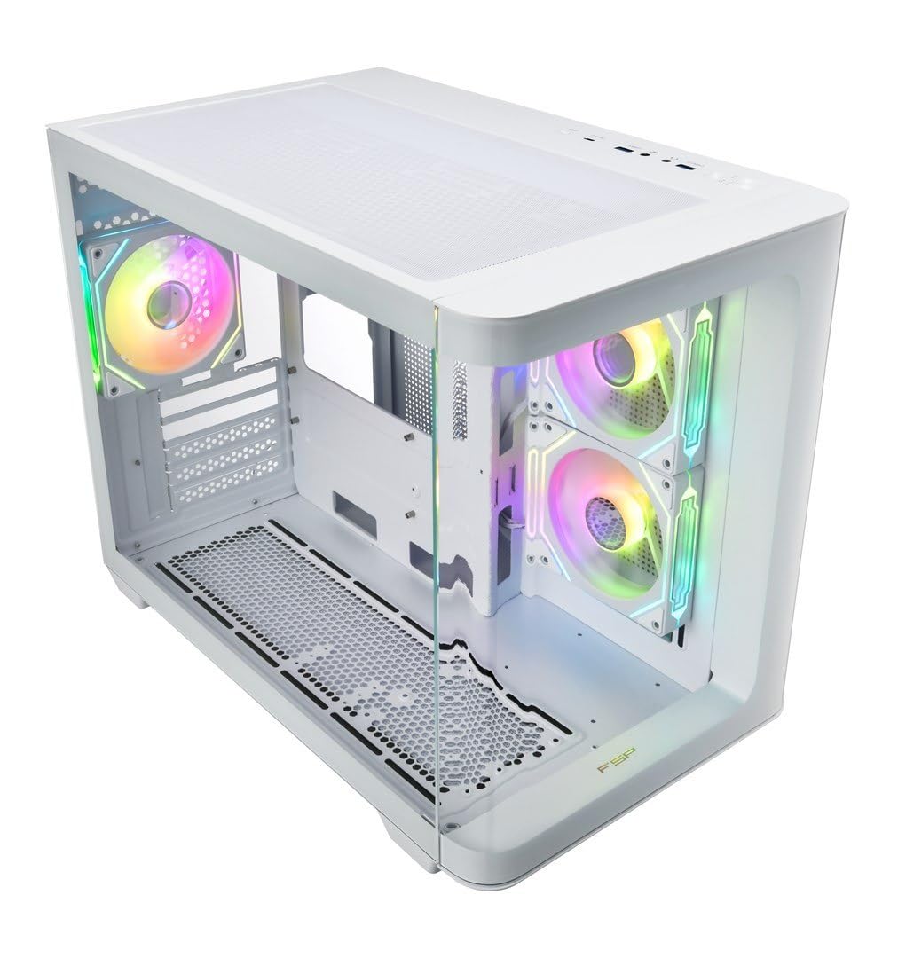 FSP S380, Dual Chamber mATX Tower, Tempered Glass, Reverse Connection, 3x 120mm