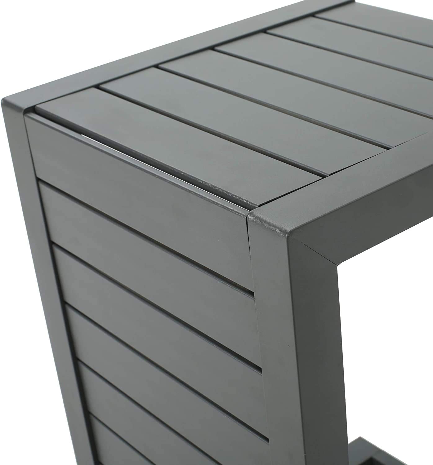 INDIAN DECOR. 45591 Home Outdoor Aluminum C-Shaped Side Table, Black 1