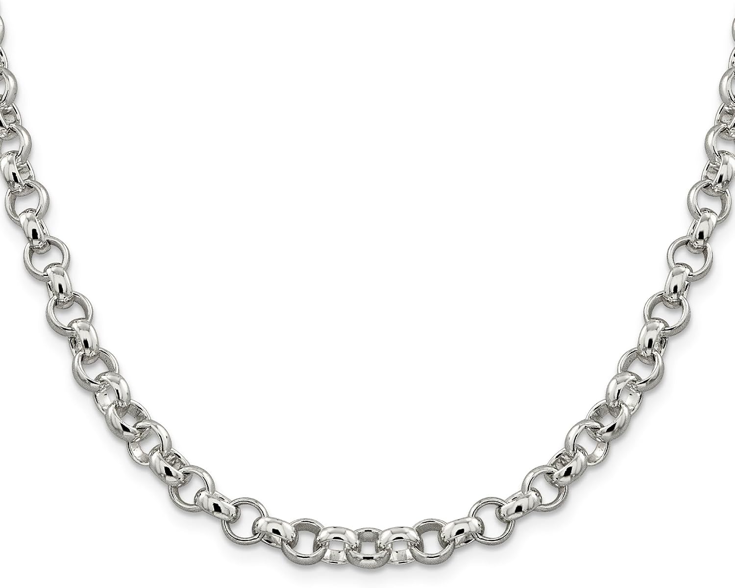 Diamond2Deal Sterling Silver 6.75mm Rolo Chain Necklace