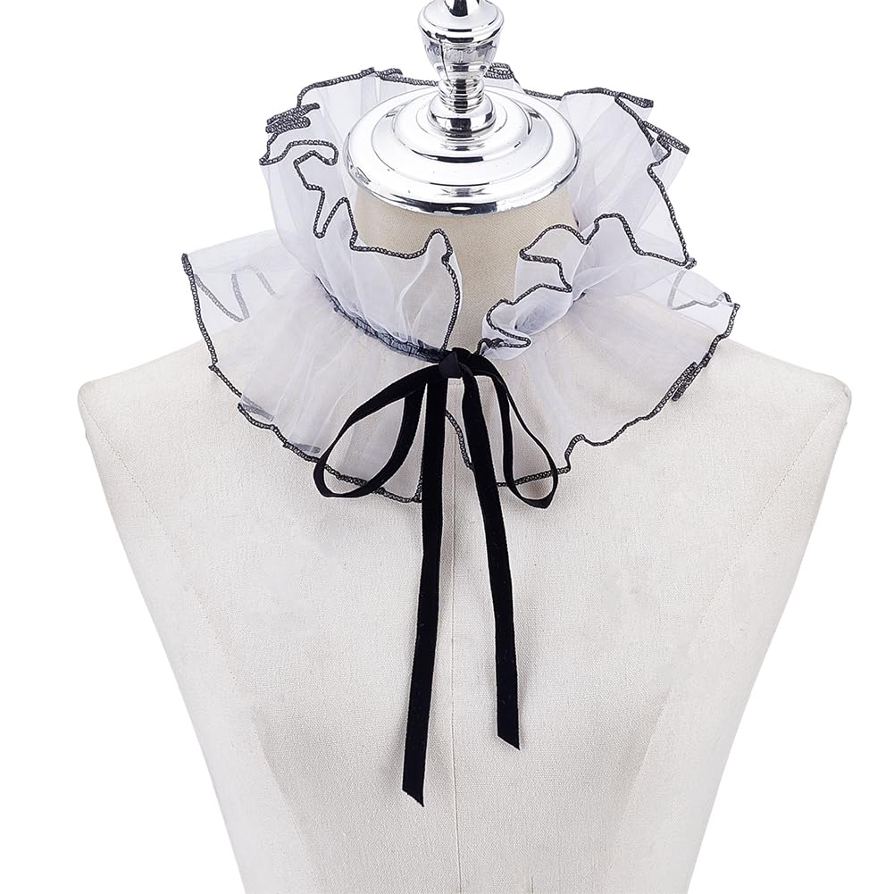 HOBBIESAY 1Pc Vintage Organza Ruffled Collar Renaissance ruff collar Ruffled Detachable Collar Clown Costume Accessories Blue for Women Men Outfits Cosplay Fancy Dress