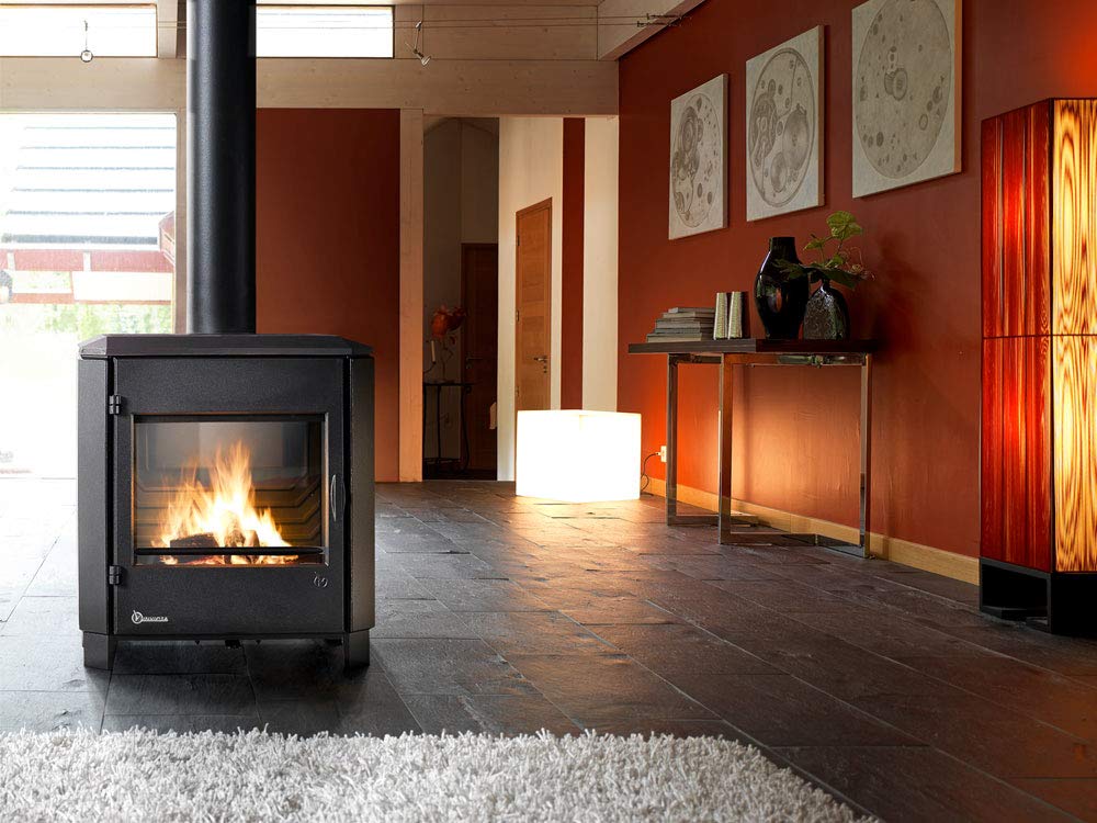Invicta Poêle à bois en Fonte Carolo Noir 8 kW Surface de Chauffe 40-100 m² Flamme Verte 7 étoiles