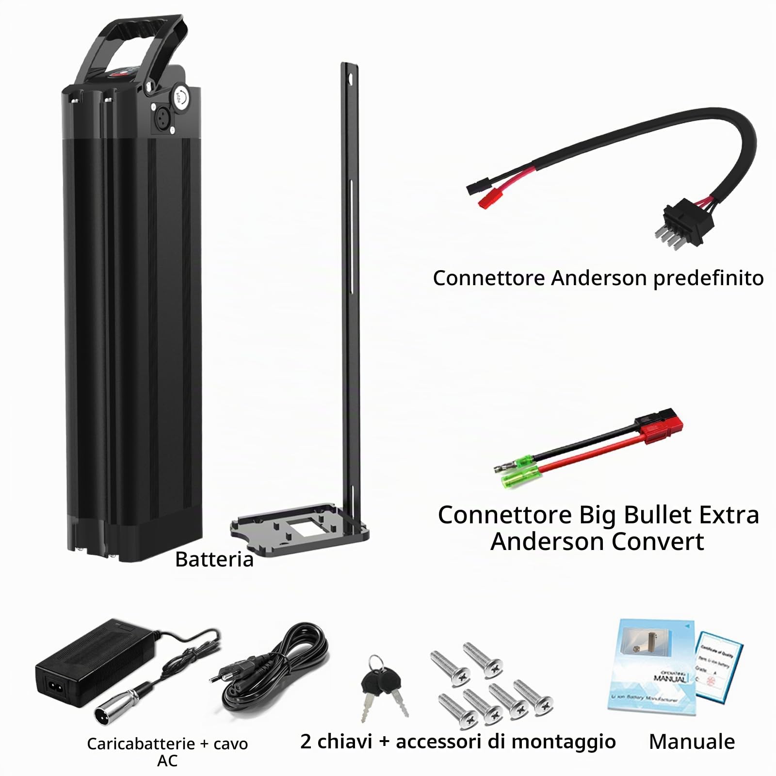 Yasco 36 V 15 Ah Ebike batteria al litio rimovibile con caricatore, kit di conversione della batteria della bici elettrica di grande capacità (36 V 15 Ah)
