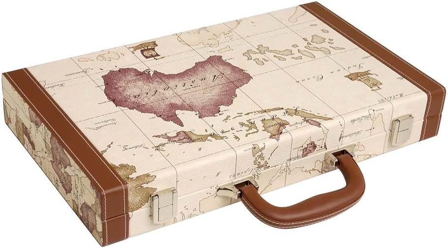 Middleton Games NEW! - 15-inch Luxurious Map Backgammon Set - White Board