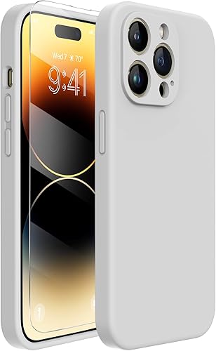Miracase Funda diseñada para iPhone 14 Pro con protector de pantalla, protecciĂłn de cámara mejorada, funda de goma de silicona lĂquida a prueba de Miracase Funda diseñada para iPhone 14 Pro con protector de pantalla, protecciĂłn de cámara mejorada, funda de goma de silicona lĂquida a prueba de