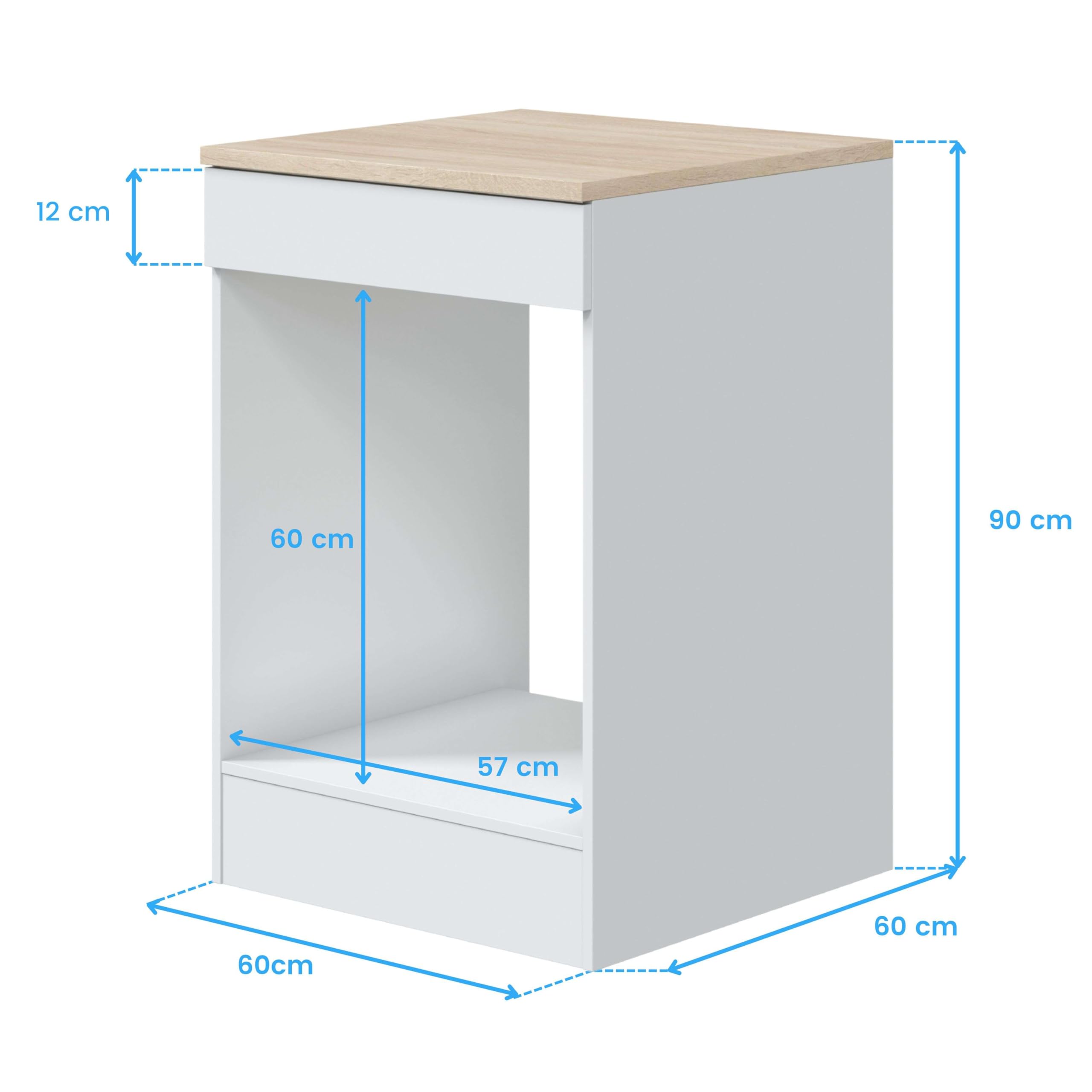 Bricohabitat Módulo Cocina Kira con Hueco para Horno Estándar Moderno Blanco Brillo y Roble Canadian 60x90x60 cm