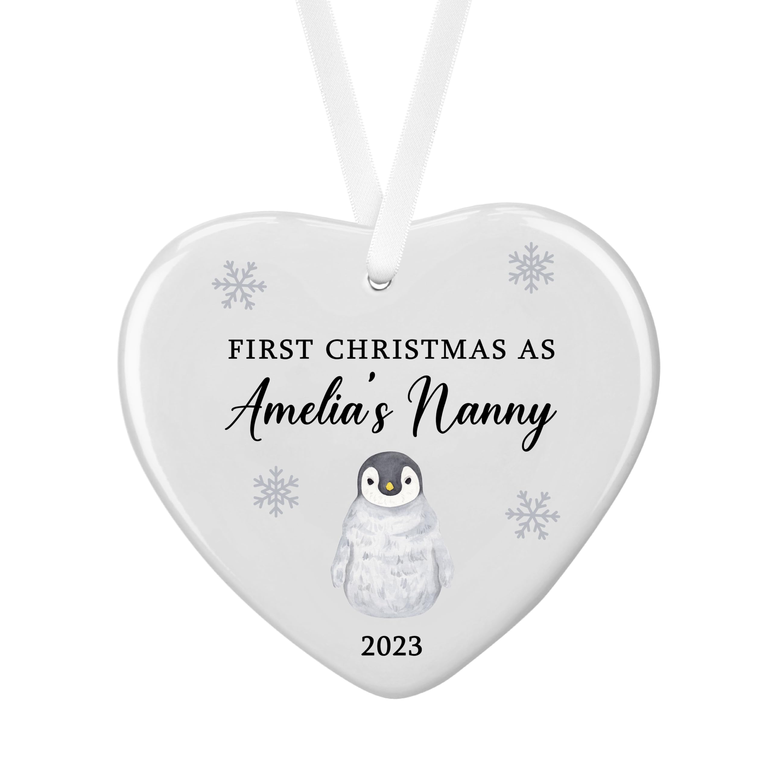 Drifting Ducks White Personalised Ceramic Christmas Tree Bauble Gift | First Christmas As Grandparent(S) Hanging Decoration With Child's Name, Grandparent Term & Year (Luxury Gift Box)