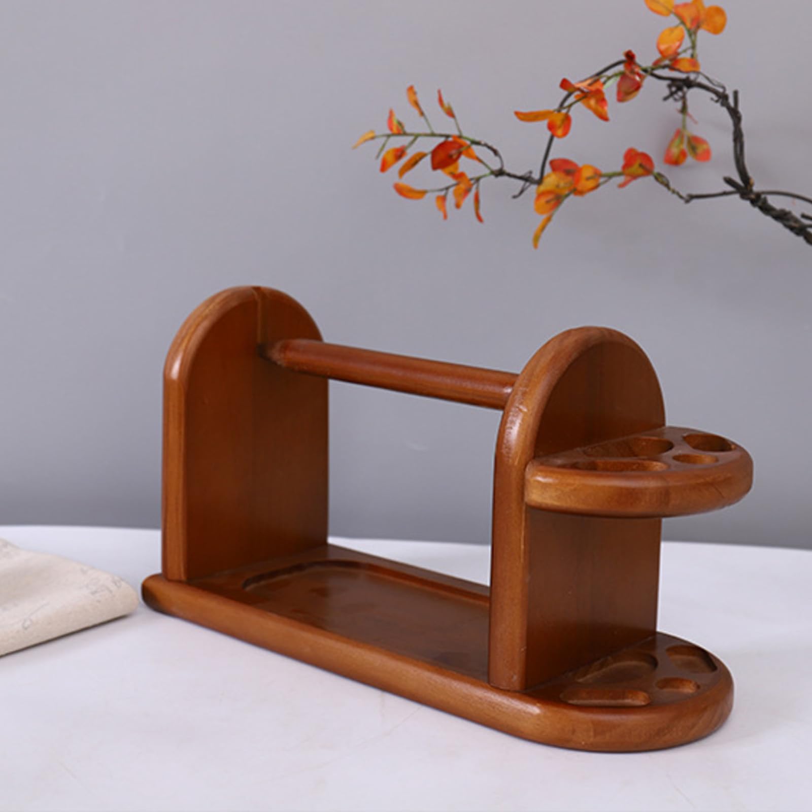 RoseFlower Supporto per Filato, Supporto per gomitolo di Legno Rosso Naturale, Portafilo in Legno con meccanismo Rotante, Regalo per Donne anziane