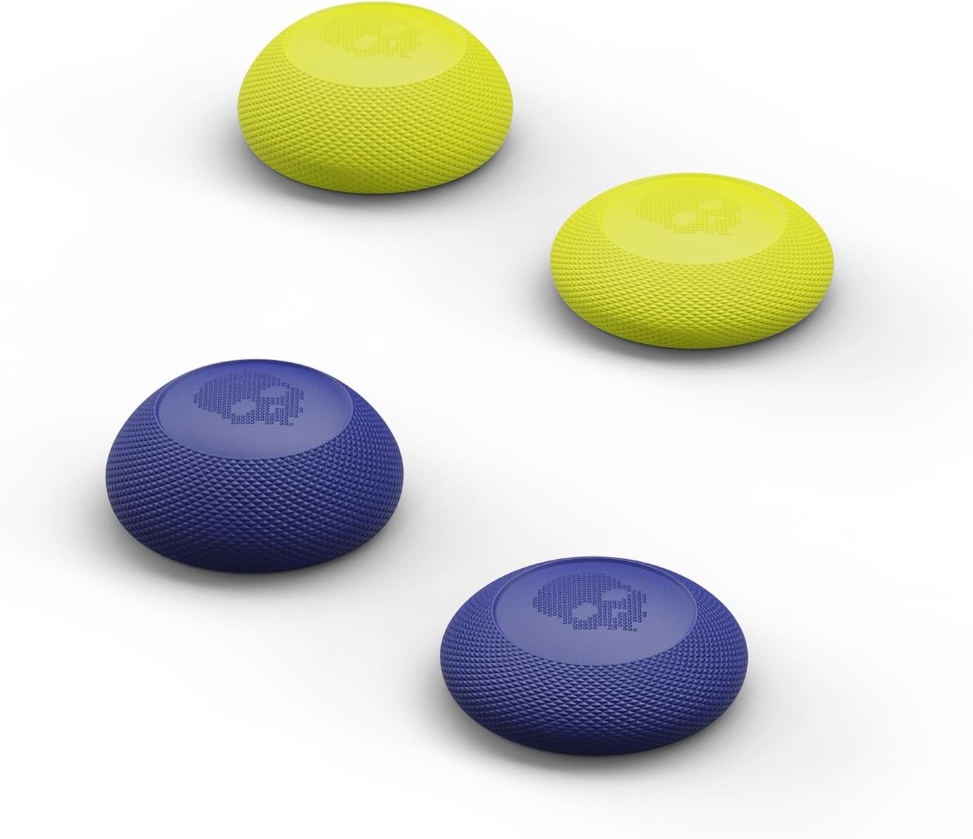 Skull & Co. Convex Thumb Grip Caps Joystick Cap Analog Stick Cap Thumbstick Grip Cover for Nintendo Switch Pro Controller & PS5 / PS4 / Slim/Pro Controller - Blue/Neon Yellow, 2 Pairs (4pcs)