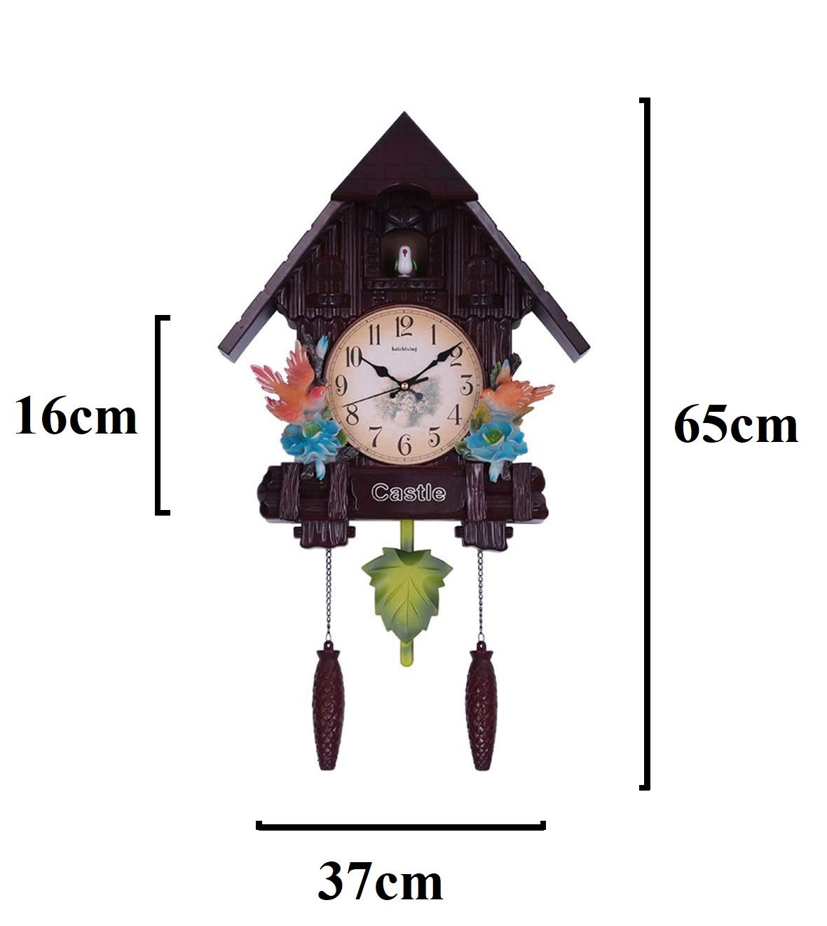 Three Secondz Cuckoo wall Clock Lovely Children's Room wall Clock - 65 cm x 16 cm x 37 cm - Fixed Door. Does not Open or Close (ChocoBrown) 3