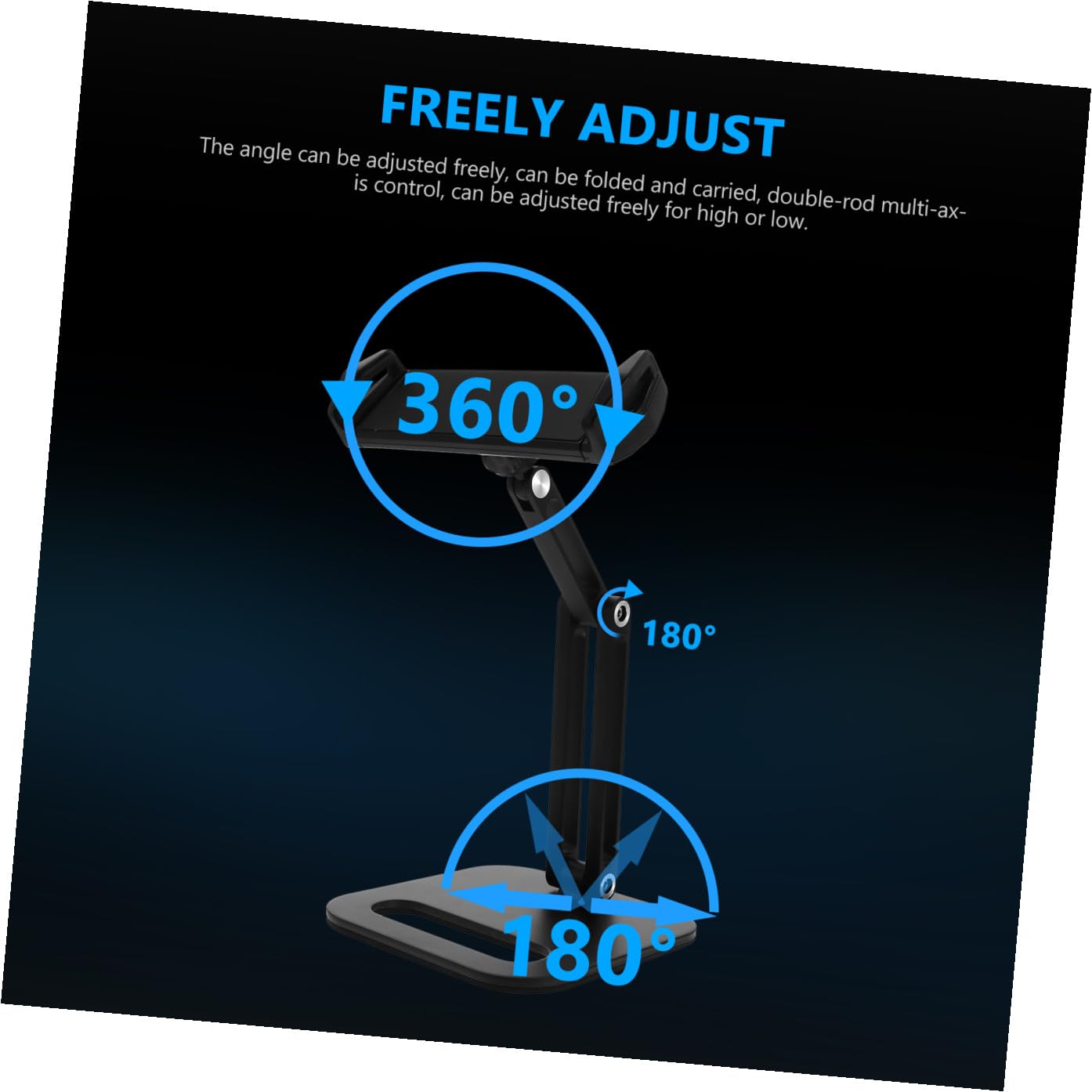 Didiseaon Soporte Ajustable para Teléfono y Tableta De Escritorio para Adultos, Soporte Plegable De Abs, Compatible con Móviles y Tablets De 4 a 13 Pulgadas, Color Negro