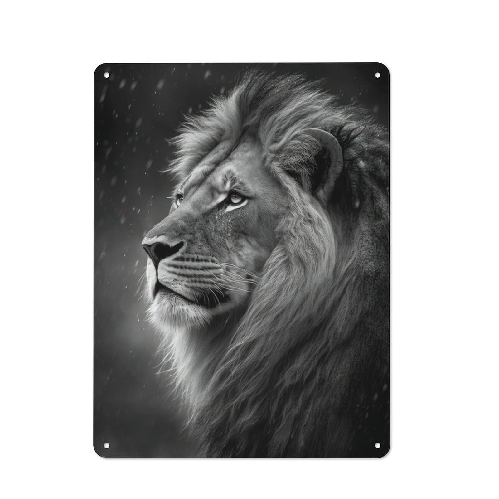 Understated Office Metal Sign 40x30cm Featuring Rainy Lion, Studio Wall Plaque for Office, Study, Studio Or Hallway