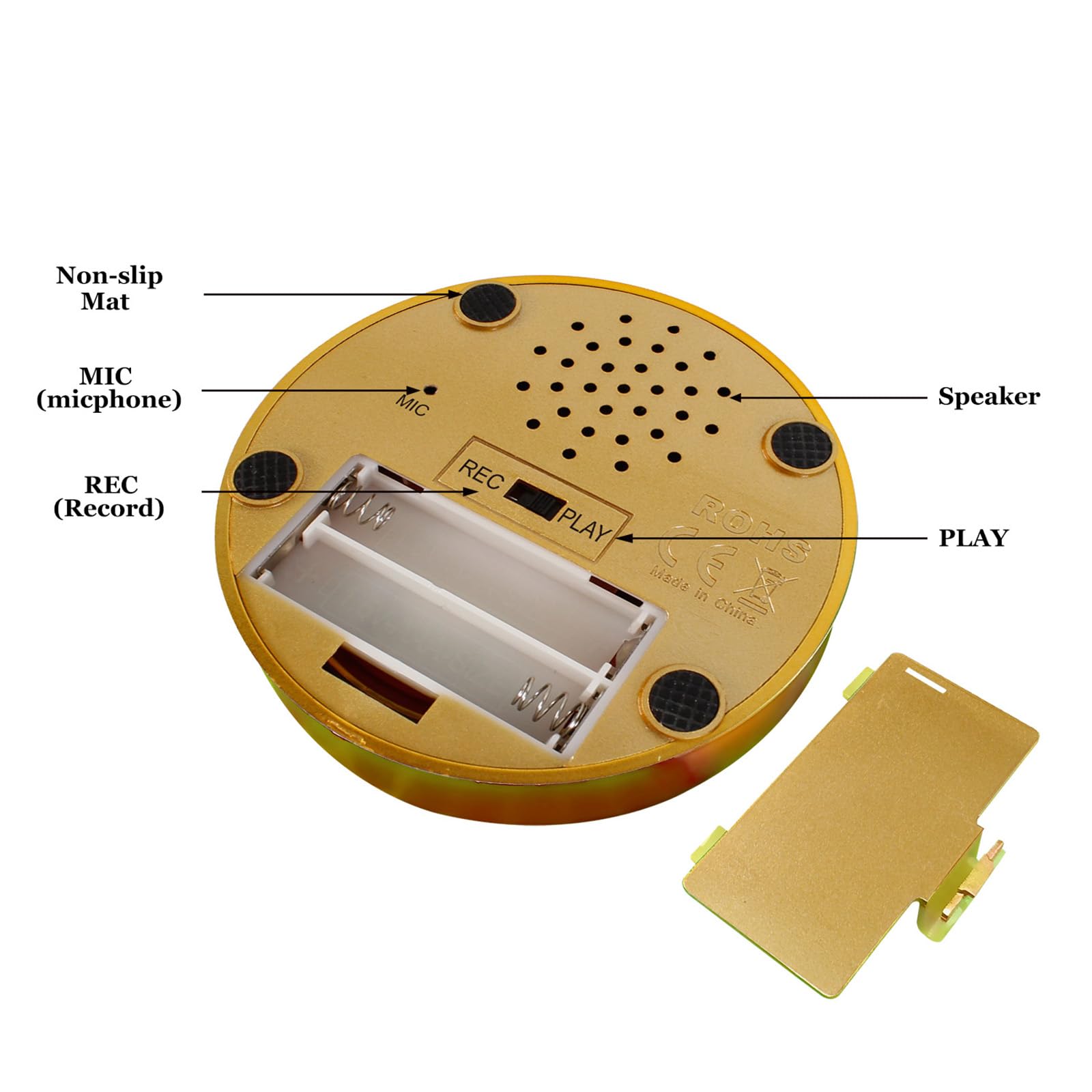 Gold Voice Custom Recordable Buttons 30 Second Voice Dog Talking Buttons Recordable and Playback Message for Classroom Fun Study Gift Voice Messages to Parents, Friends and Yourself