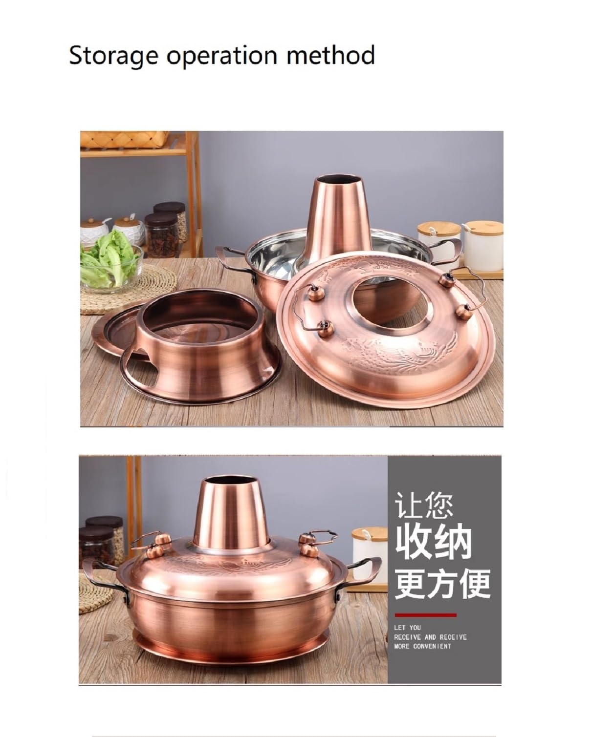Old Beijing Copper Hot Pot, Beijing Charcoal Copper Hot Pot - 31,5 cm grande stile mongolo adatto alle famiglie, ideale per riunioni di 4-6 persone e cene all'aperto