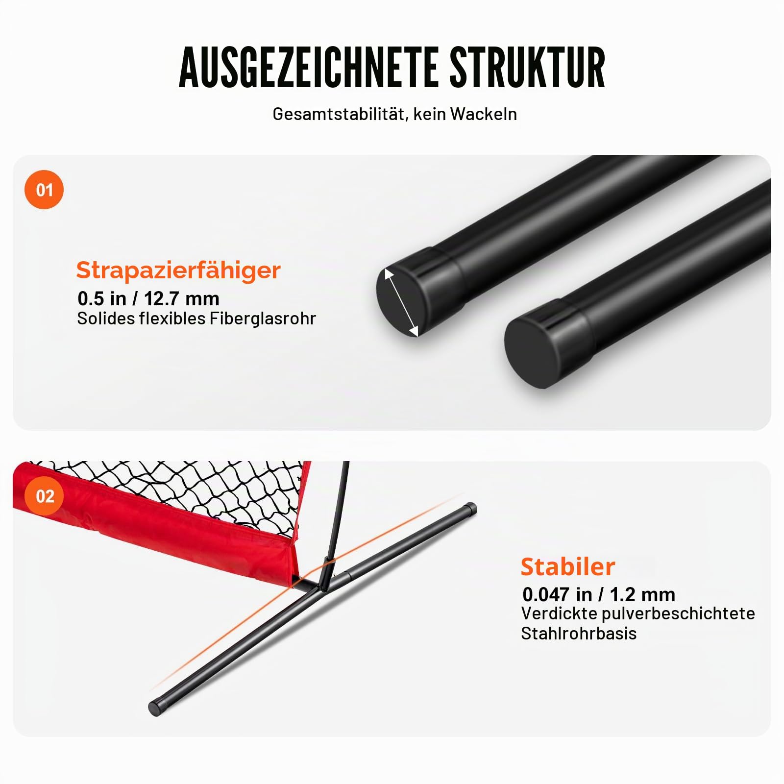 VEVOR L-Typ für Schlägerkäfig 240 x 106 x 214 cm Baseball- und Softball-Sicherheitsschirm Körperschutz Tragbarer Schlagschirm mit Tragetasche & Bodenpfählen, Outdoor Baseball-Pitching-Netz Rot