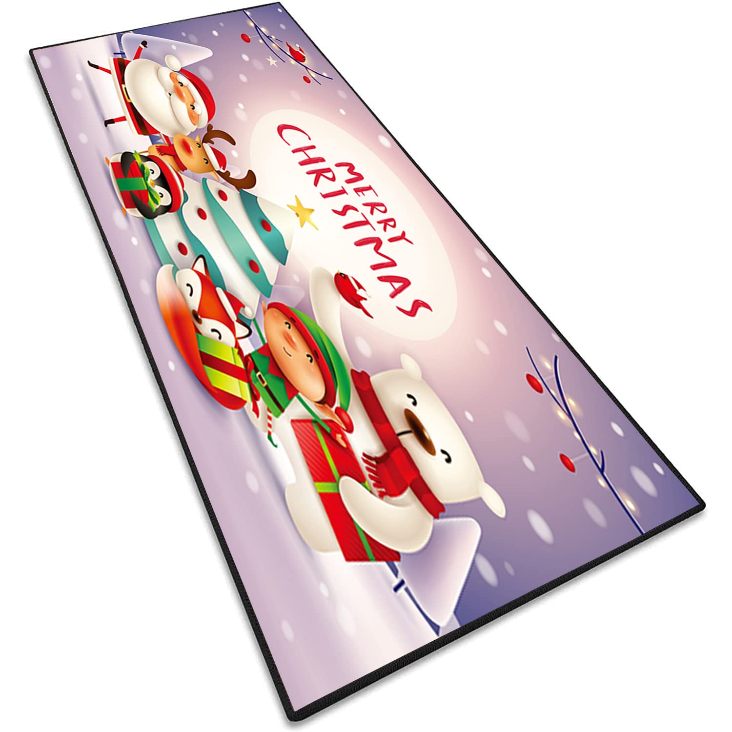 Felpudo Navidad resistente, antideslizante, antiestático, para salón, cocina, baño, decoración navideña, 90 x 500 cm