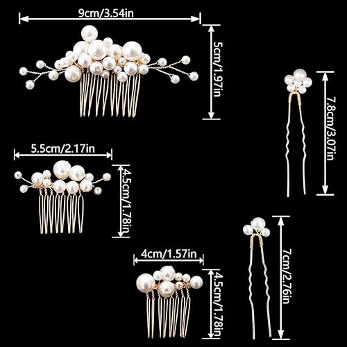 Miniatura 3 de 7 peines de perlas para el cabello de boda, tocado de novia, horquillas para el cabello, pinzas para el cabello, accesorios elegantes para damas de
