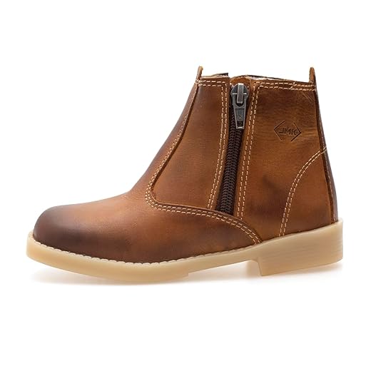 Botina Infantil de Couro com Zíper Forrada Sola Costurada Confortavel