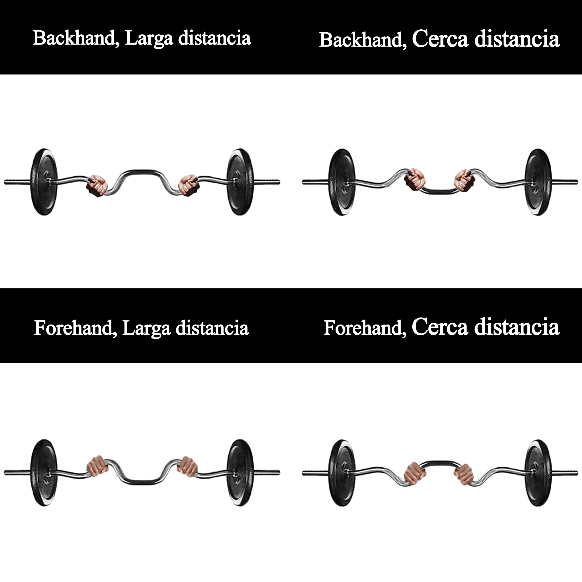 PROIRON Barra de Levantamiento de Pesas Estándar EZ Curl Bar 120cm | Ø 25mm de Cromo Macizo con 2 Collares spinlock