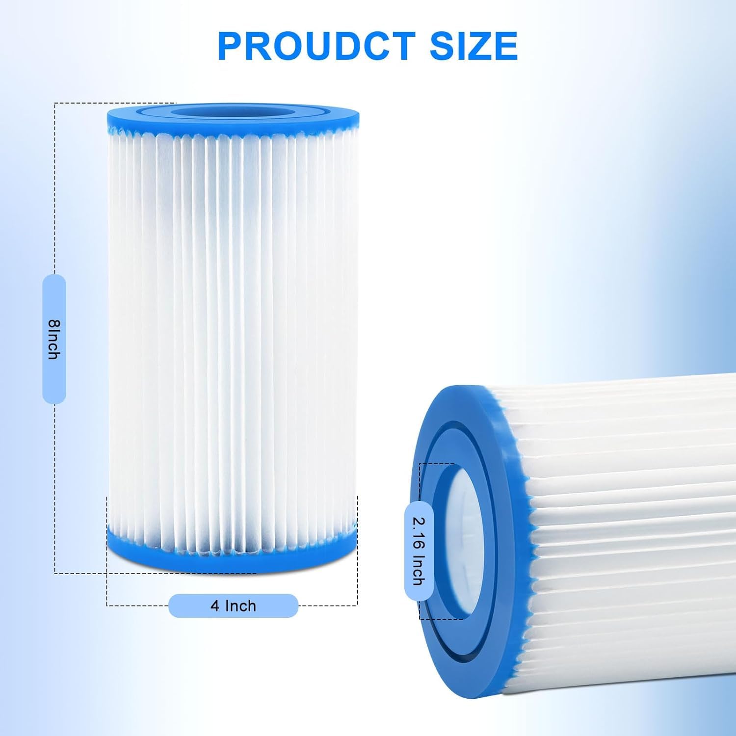 Lot De 2 Cartouches Filtre Piscine Type III-A/C - Pour Piscine Hors Sol, Compatible 2000-5600 L/h