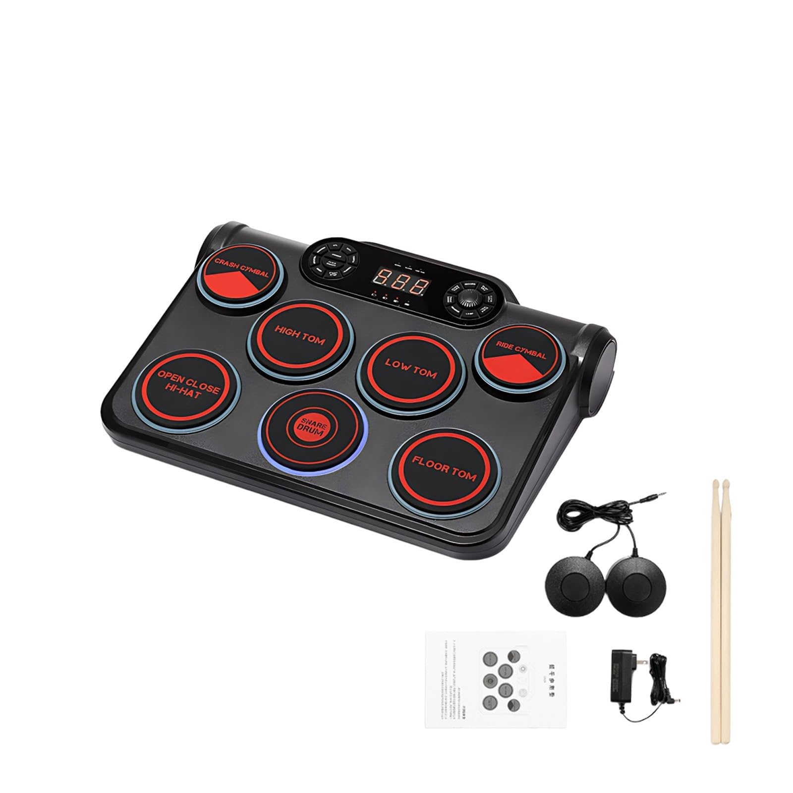 E-Drumset 2026 Z 7 Padami, Perkusja Dla Dzieci, Przenośny Drum Kit, Wbudowane Głośniki, MP3, Tryb Słuchawkowy, Zestaw Dla Początkujących