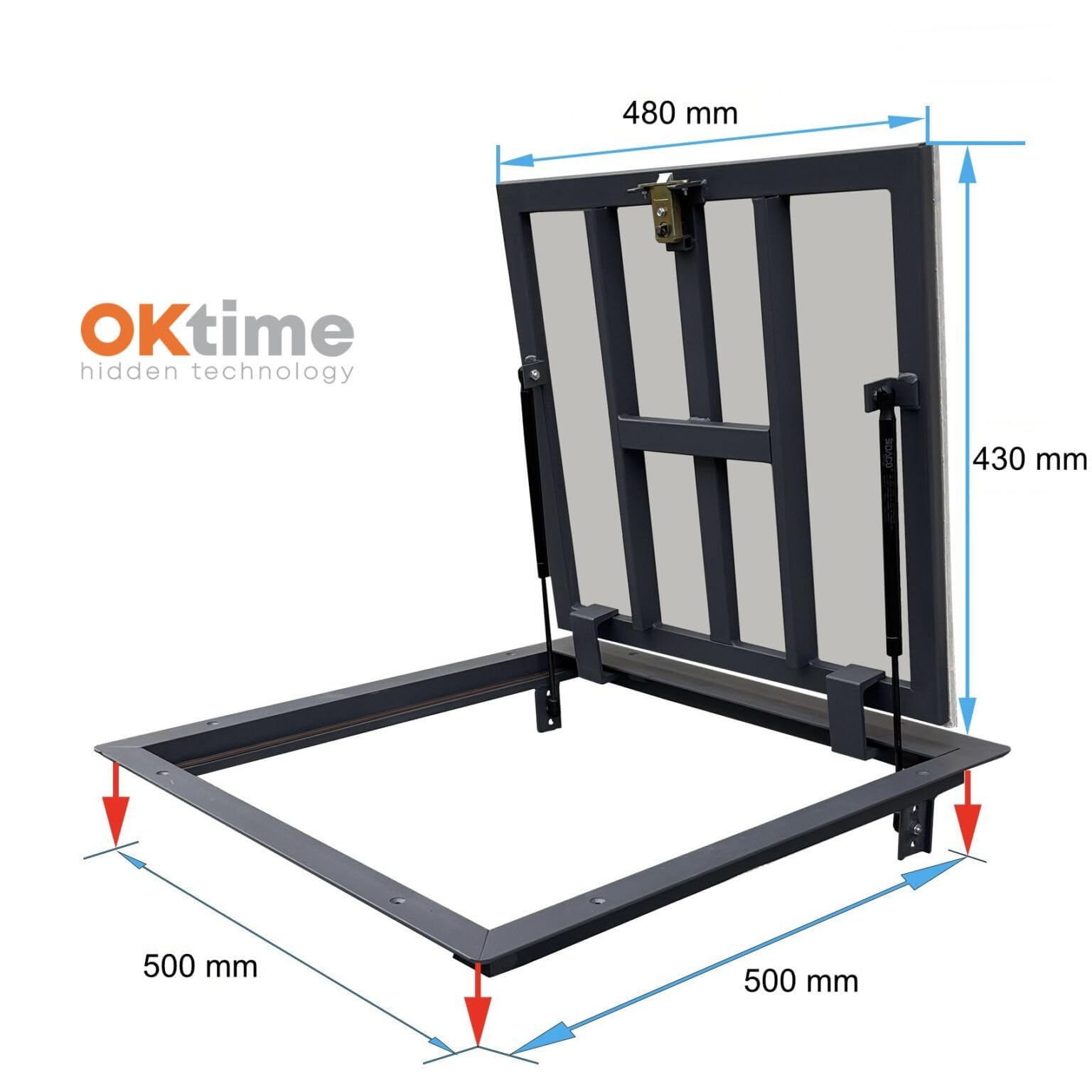 Trampilla Para el Suelo - 500 mm x 500 mm - Trampilla de Suelo - Tapa de Pozo - Pozo de Inspección - Las Juntas Especiales Protegen Contra la Humedad y Los Olores Extraños
