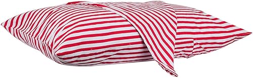 Miniatura 7 de rockcloud Juego de fundas de almohada de 400 hilos, 100% algodón, tamaño estándar, 2 piezas, rayas rojas
