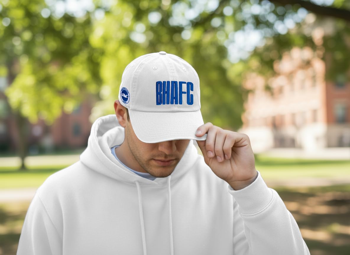 Desert Cactus Brighton & Hove Albion Baseball Hat BHAFC Seagulls Football Soccer Brimmed Embroidered Hats Cap Adjustable Cloth Strap Adult (Style E1) White