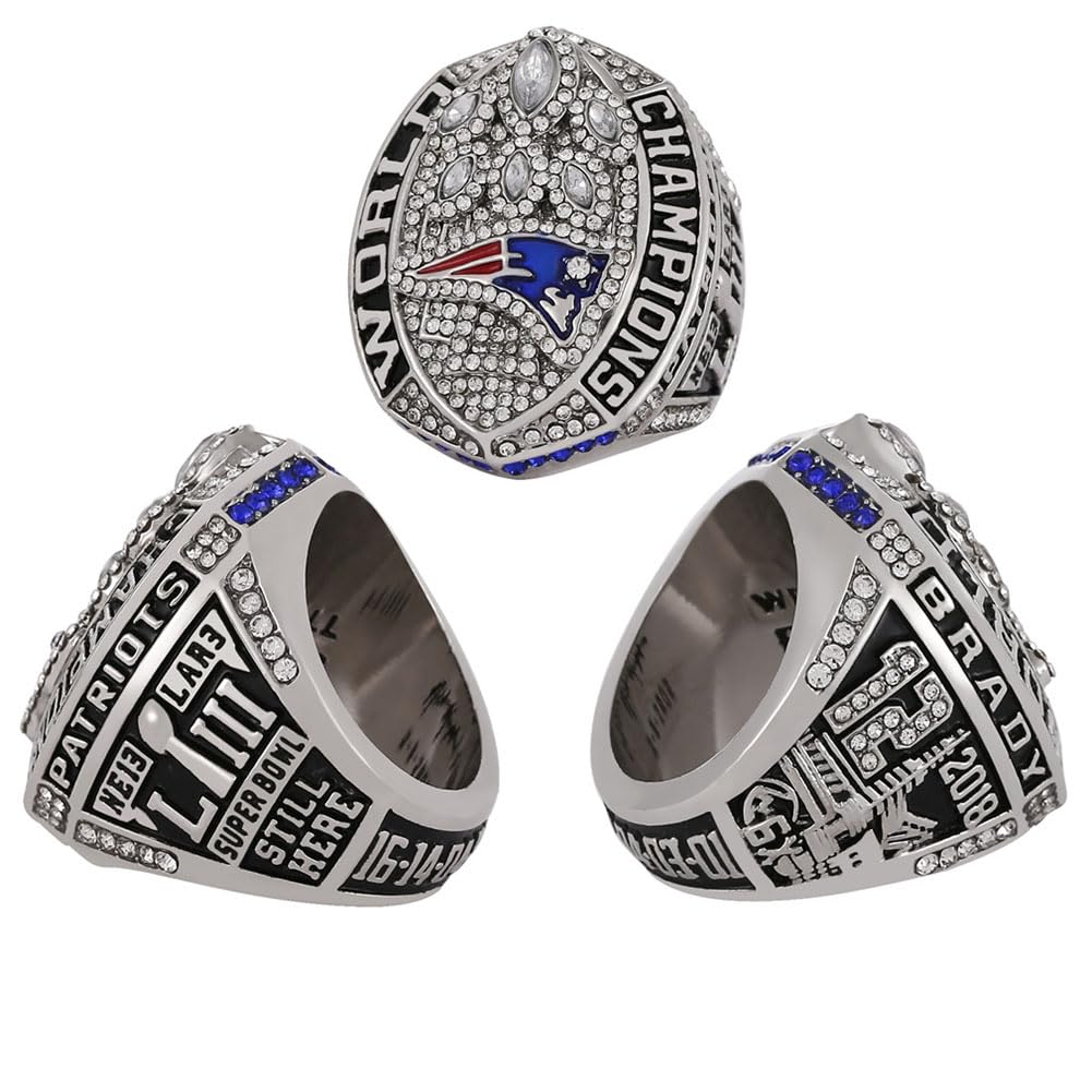 Ringe Zur Nationalen Fußballmeisterschaft 2018 Patriot-Champion-Ring Mit Holz-Schaubox Rugby-Souvenir-Schmuck Geschenke Für Fans Familie Freunde Alumni
